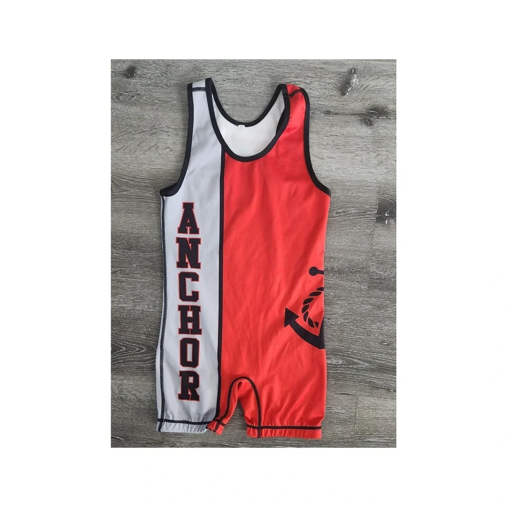 Anchor Kings Wrestling Singlet Red White Black Graphic Kids Small S Athletic